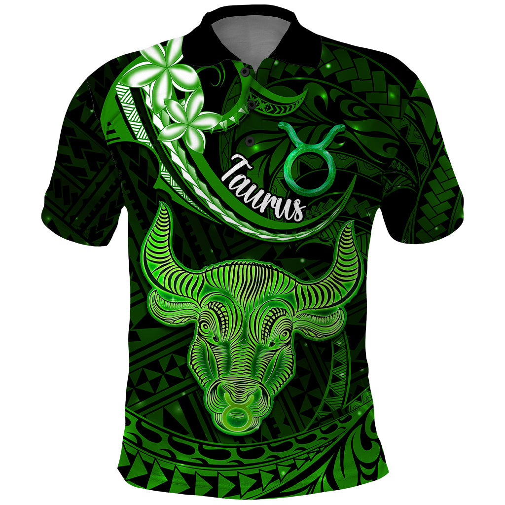 Polynesian Pride Taurus Zodiac Polo Shirt Astrological Sign Tribal Plumeria Green Galaxy - Wonder Print Shop