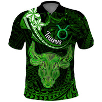 Polynesian Pride Taurus Zodiac Polo Shirt Astrological Sign Tribal Plumeria Green Galaxy - Wonder Print Shop