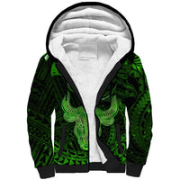Polynesian Pride Taurus Zodiac Sherpa Hoodie Astrological Sign Tribal Plumeria Green Galaxy - Wonder Print Shop