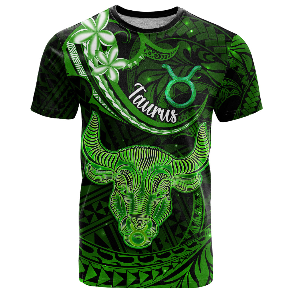 Polynesian Pride Taurus Zodiac T Shirt Astrological Sign Tribal Plumeria Green Galaxy - Wonder Print Shop