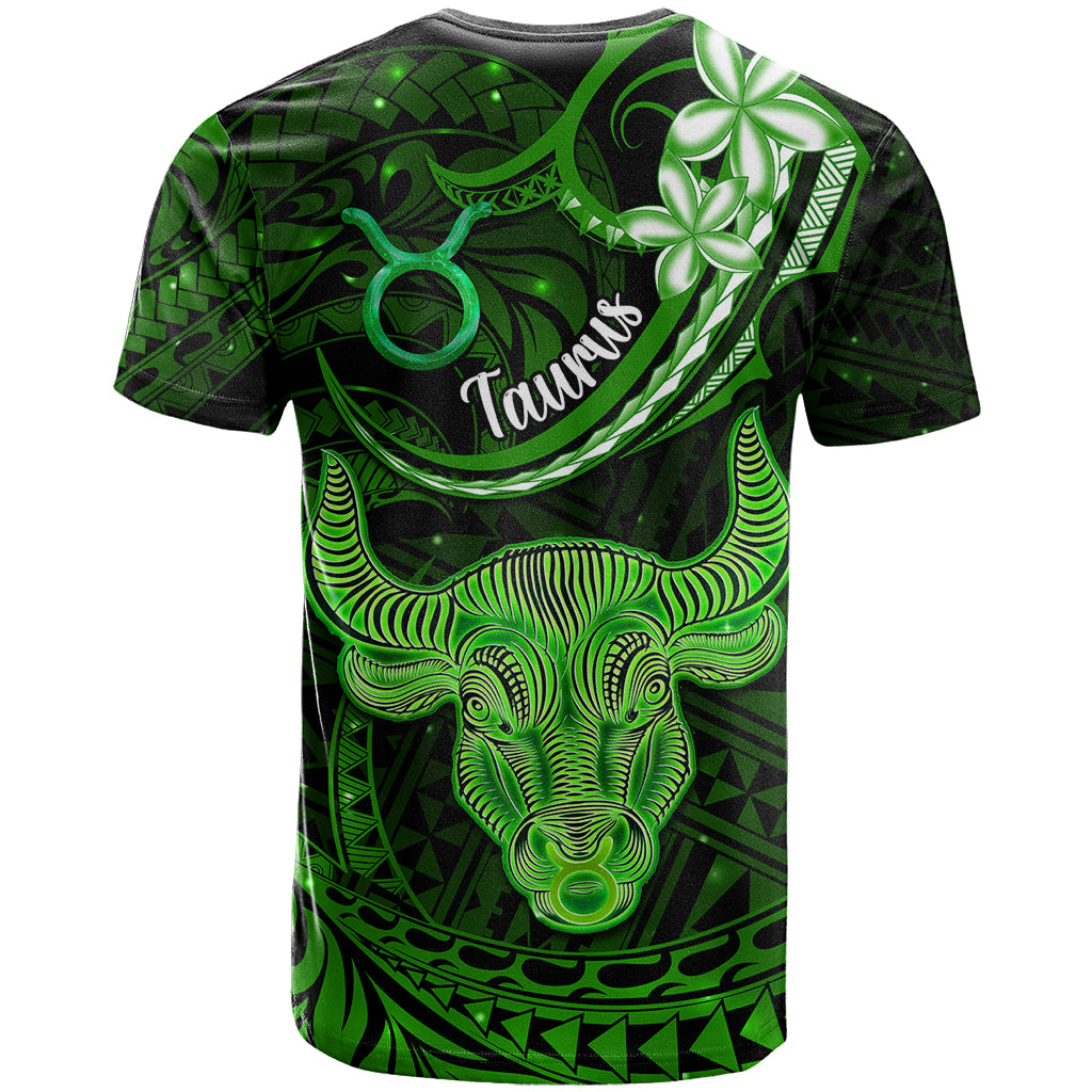 Polynesian Pride Taurus Zodiac T Shirt Astrological Sign Tribal Plumeria Green Galaxy - Wonder Print Shop
