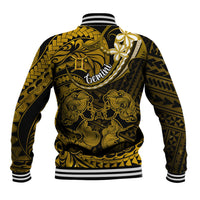 Polynesian Pride Gemini Zodiac Baseball Jacket Astrological Sign Tribal Plumeria Gold Galaxy - Wonder Print Shop