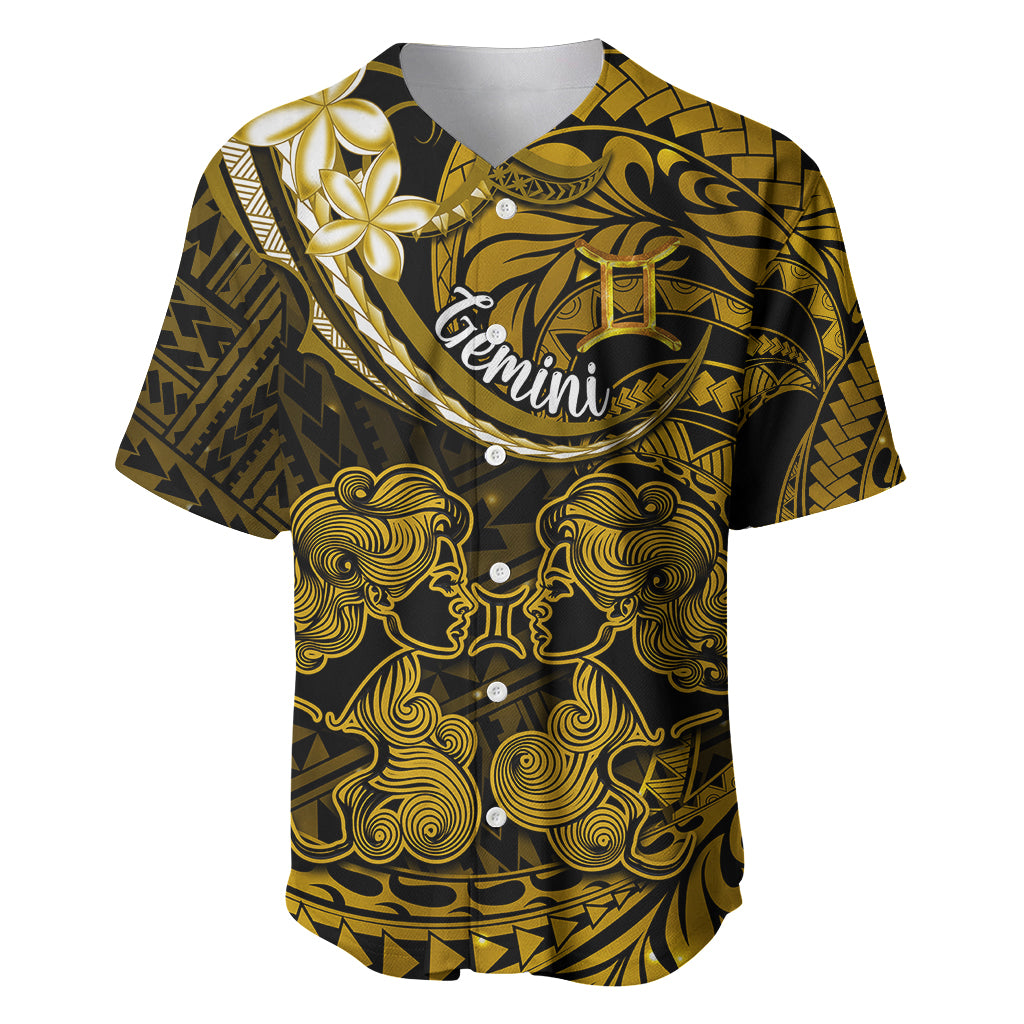 Polynesian Pride Gemini Zodiac Baseball Jersey Astrological Sign Tribal Plumeria Gold Galaxy - Wonder Print Shop