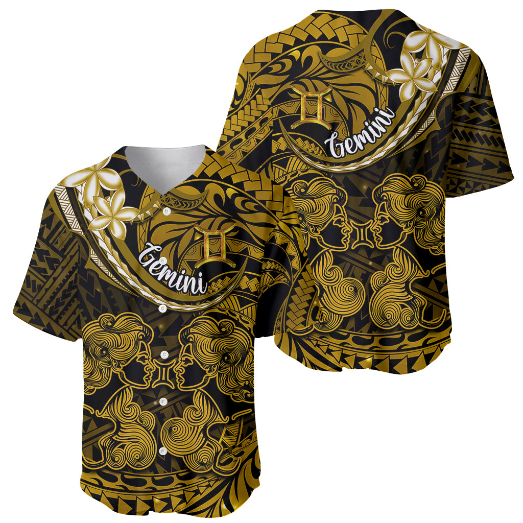 Polynesian Pride Gemini Zodiac Baseball Jersey Astrological Sign Tribal Plumeria Gold Galaxy - Wonder Print Shop