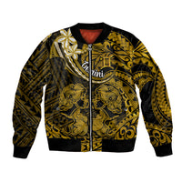 Polynesian Pride Gemini Zodiac Bomber Jacket Astrological Sign Tribal Plumeria Gold Galaxy - Wonder Print Shop