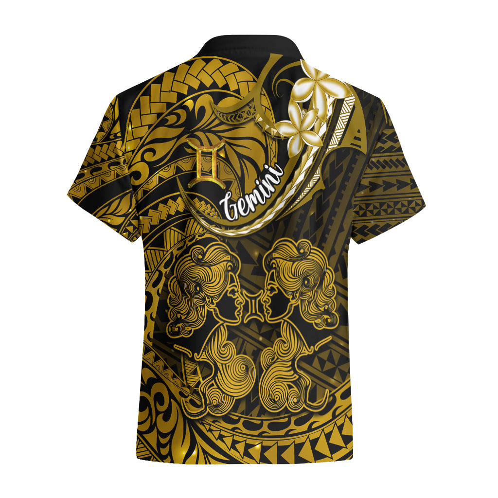 Polynesian Pride Gemini Zodiac Hawaiian Shirt Astrological Sign Tribal Plumeria Gold Galaxy - Wonder Print Shop