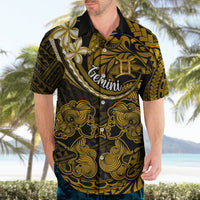 Polynesian Pride Gemini Zodiac Hawaiian Shirt Astrological Sign Tribal Plumeria Gold Galaxy - Wonder Print Shop