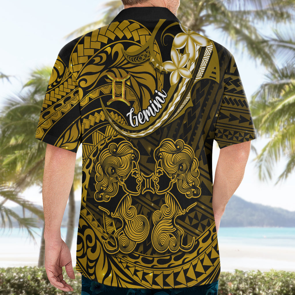 Polynesian Pride Gemini Zodiac Hawaiian Shirt Astrological Sign Tribal Plumeria Gold Galaxy - Wonder Print Shop