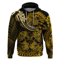 Polynesian Pride Gemini Zodiac Hoodie Astrological Sign Tribal Plumeria Gold Galaxy - Wonder Print Shop