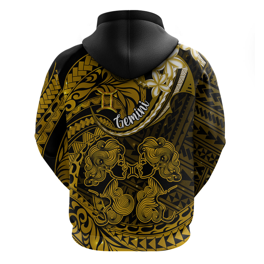 Polynesian Pride Gemini Zodiac Hoodie Astrological Sign Tribal Plumeria Gold Galaxy - Wonder Print Shop