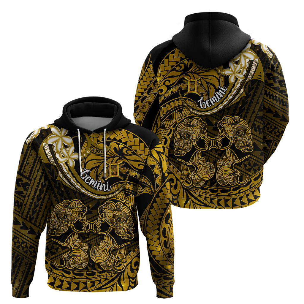 Polynesian Pride Gemini Zodiac Hoodie Astrological Sign Tribal Plumeria Gold Galaxy - Wonder Print Shop