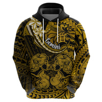 Polynesian Pride Gemini Zodiac Hoodie Astrological Sign Tribal Plumeria Gold Galaxy - Wonder Print Shop