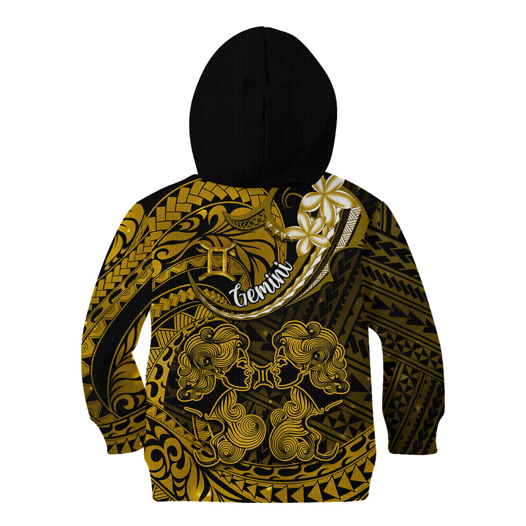 Polynesian Pride Gemini Zodiac Kid Hoodie Astrological Sign Tribal Plumeria Gold Galaxy - Wonder Print Shop