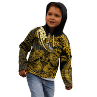Polynesian Pride Gemini Zodiac Kid Hoodie Astrological Sign Tribal Plumeria Gold Galaxy - Wonder Print Shop