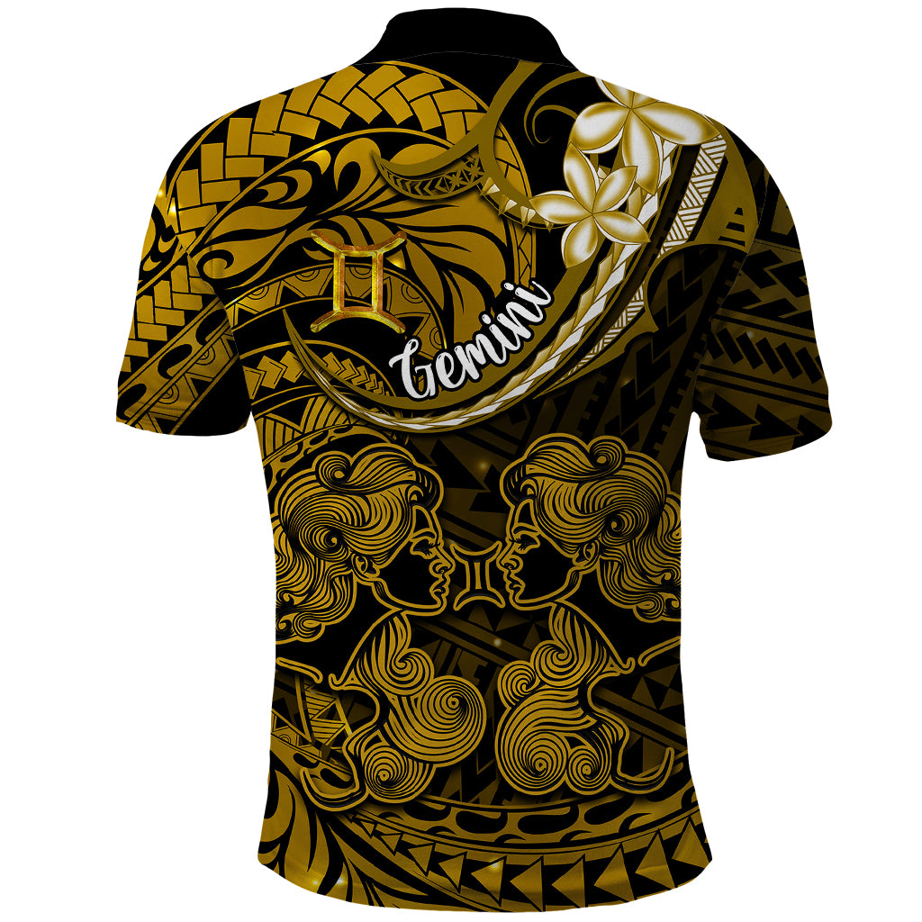 Polynesian Pride Gemini Zodiac Polo Shirt Astrological Sign Tribal Plumeria Gold Galaxy - Wonder Print Shop