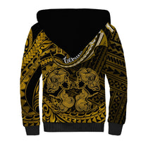 Polynesian Pride Gemini Zodiac Sherpa Hoodie Astrological Sign Tribal Plumeria Gold Galaxy - Wonder Print Shop