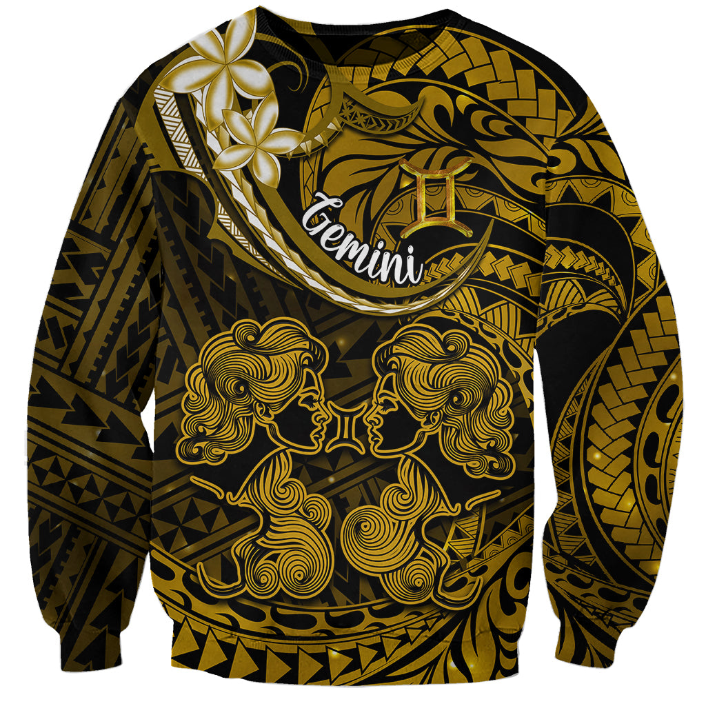 Polynesian Pride Gemini Zodiac Sweatshirt Astrological Sign Tribal Plumeria Gold Galaxy - Wonder Print Shop