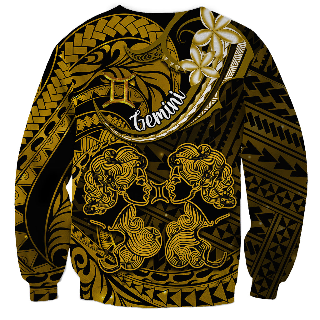 Polynesian Pride Gemini Zodiac Sweatshirt Astrological Sign Tribal Plumeria Gold Galaxy - Wonder Print Shop