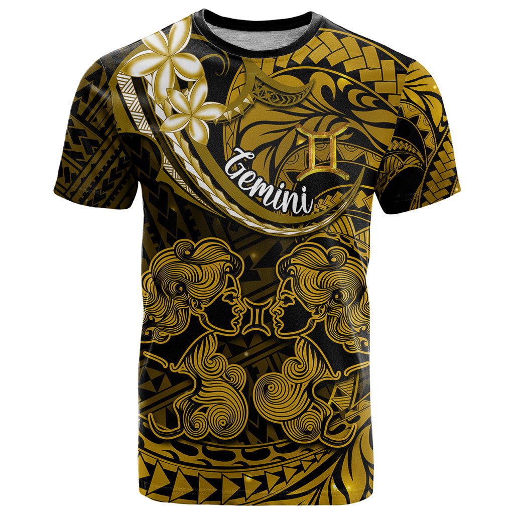 Polynesian Pride Gemini Zodiac T Shirt Astrological Sign Tribal Plumeria Gold Galaxy - Wonder Print Shop