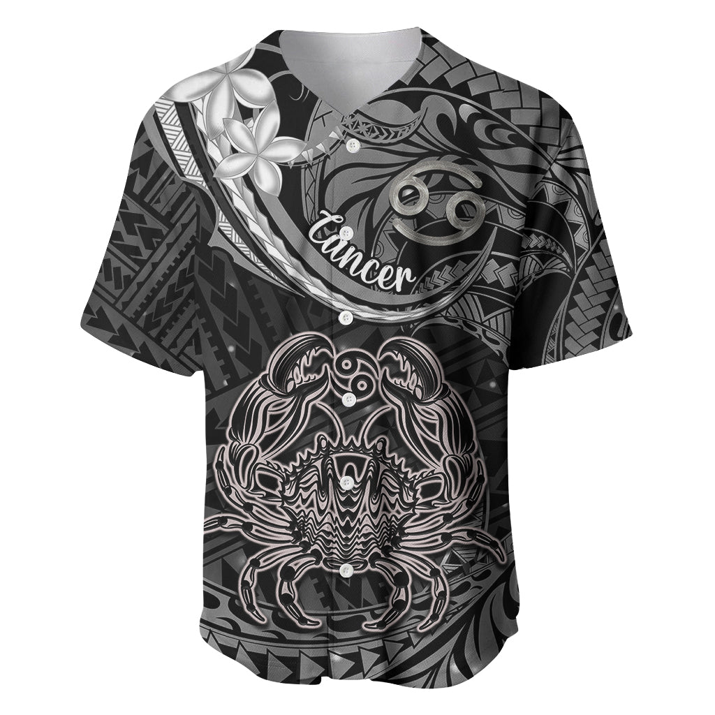 Polynesian Pride Cancer Zodiac Baseball Jersey Astrological Sign Tribal Plumeria Grey Galaxy - Wonder Print Shop