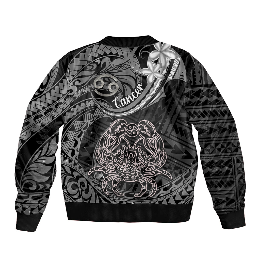 Polynesian Pride Cancer Zodiac Bomber Jacket Astrological Sign Tribal Plumeria Grey Galaxy - Wonder Print Shop
