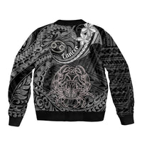 Polynesian Pride Cancer Zodiac Bomber Jacket Astrological Sign Tribal Plumeria Grey Galaxy - Wonder Print Shop