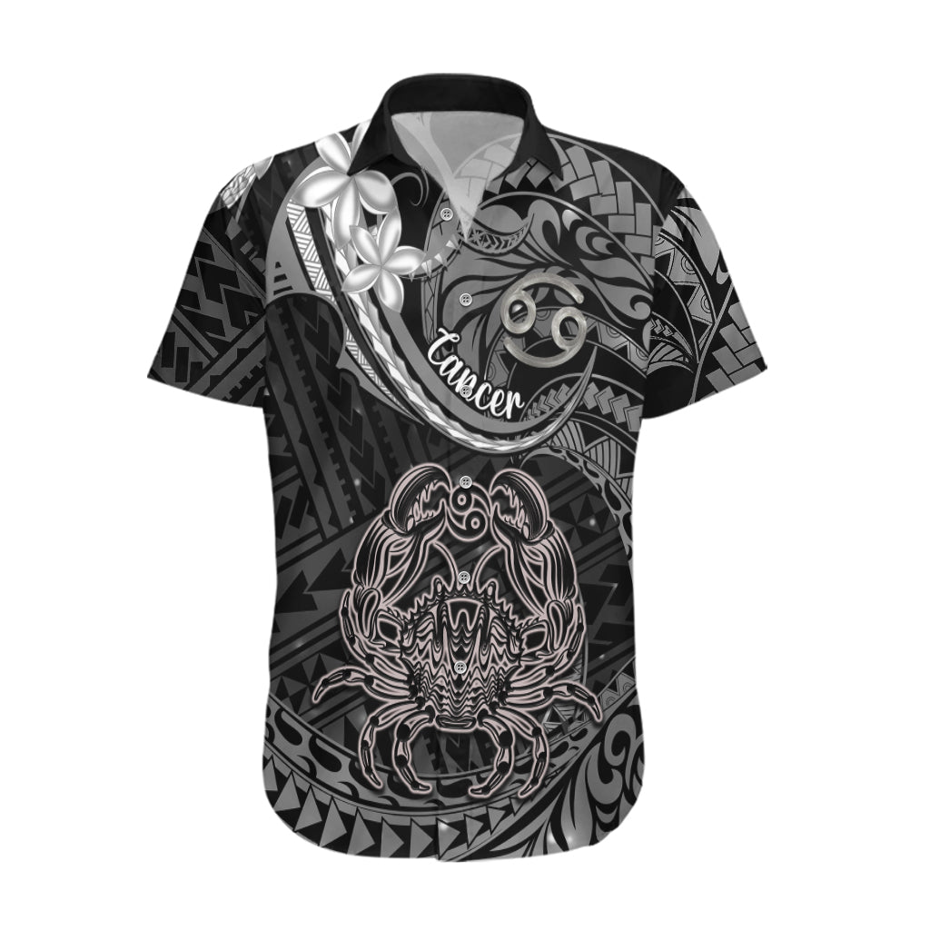 Polynesian Pride Cancer Zodiac Hawaiian Shirt Astrological Sign Tribal Plumeria Grey Galaxy - Wonder Print Shop