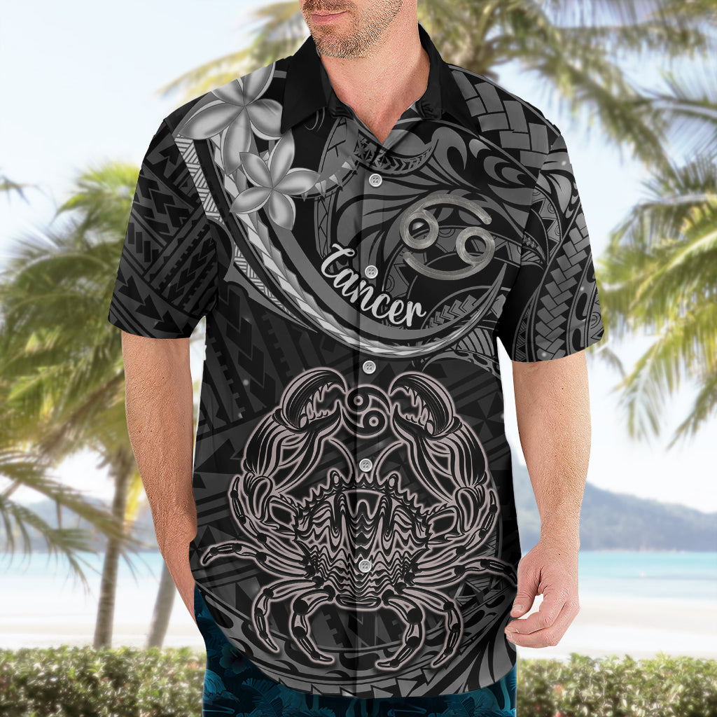 Polynesian Pride Cancer Zodiac Hawaiian Shirt Astrological Sign Tribal Plumeria Grey Galaxy - Wonder Print Shop