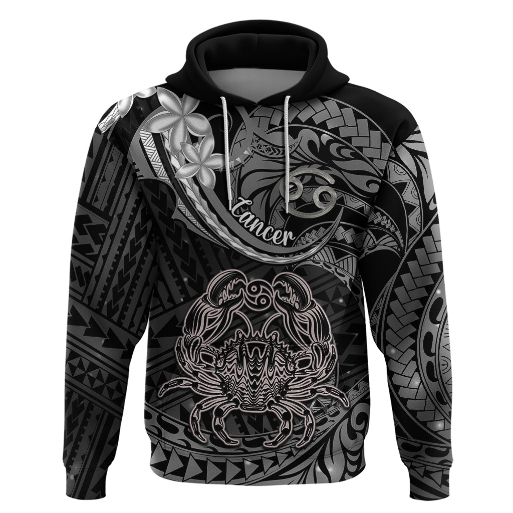 Polynesian Pride Cancer Zodiac Hoodie Astrological Sign Tribal Plumeria Grey Galaxy - Wonder Print Shop