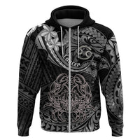 Polynesian Pride Cancer Zodiac Hoodie Astrological Sign Tribal Plumeria Grey Galaxy - Wonder Print Shop