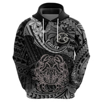 Polynesian Pride Cancer Zodiac Hoodie Astrological Sign Tribal Plumeria Grey Galaxy - Wonder Print Shop