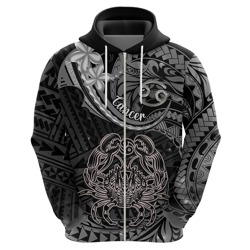Polynesian Pride Cancer Zodiac Hoodie Astrological Sign Tribal Plumeria Grey Galaxy - Wonder Print Shop