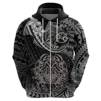 Polynesian Pride Cancer Zodiac Hoodie Astrological Sign Tribal Plumeria Grey Galaxy - Wonder Print Shop