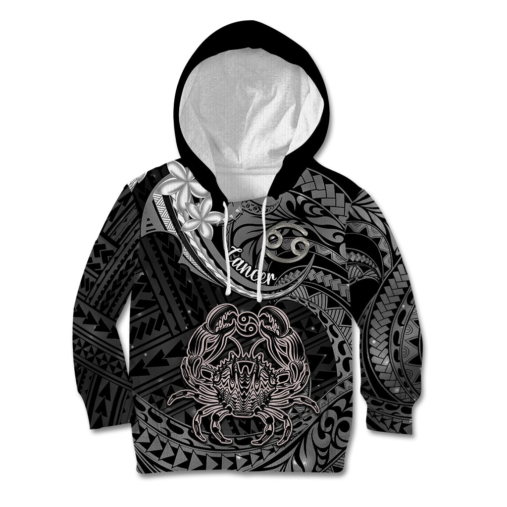Polynesian Pride Cancer Zodiac Kid Hoodie Astrological Sign Tribal Plumeria Grey Galaxy - Wonder Print Shop