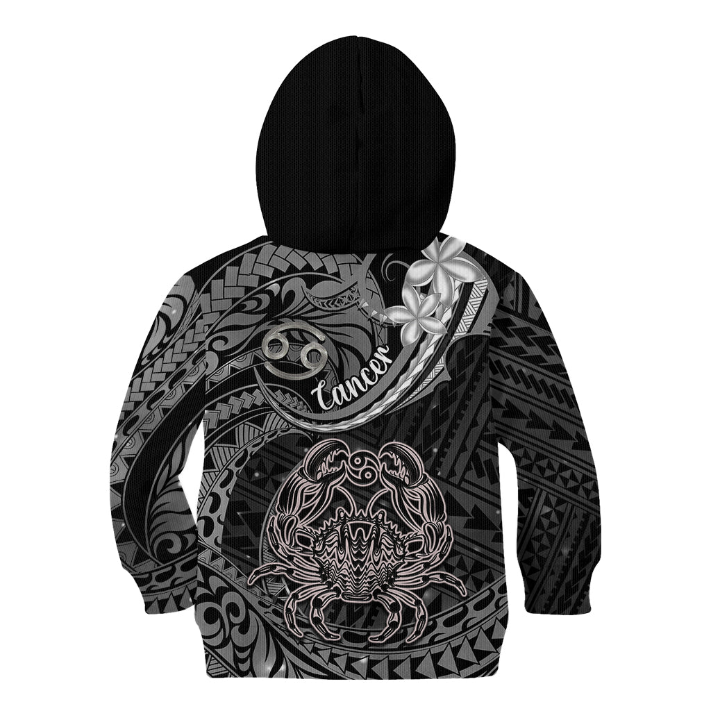 Polynesian Pride Cancer Zodiac Kid Hoodie Astrological Sign Tribal Plumeria Grey Galaxy - Wonder Print Shop