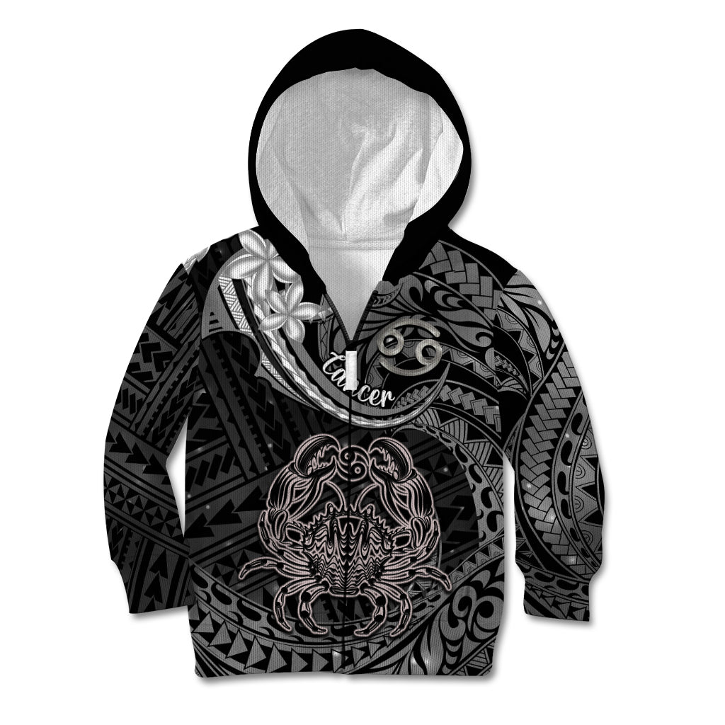 Polynesian Pride Cancer Zodiac Kid Hoodie Astrological Sign Tribal Plumeria Grey Galaxy - Wonder Print Shop