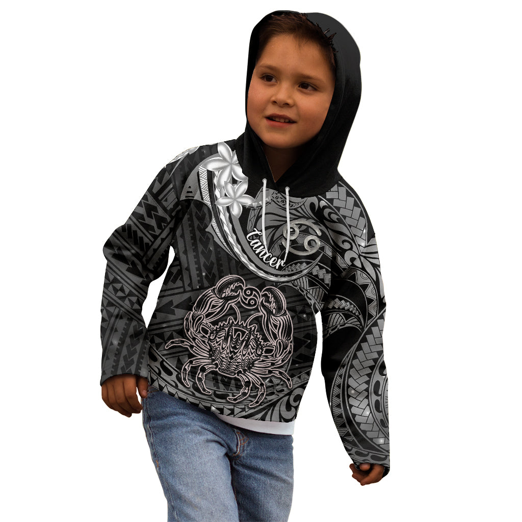 Polynesian Pride Cancer Zodiac Kid Hoodie Astrological Sign Tribal Plumeria Grey Galaxy - Wonder Print Shop