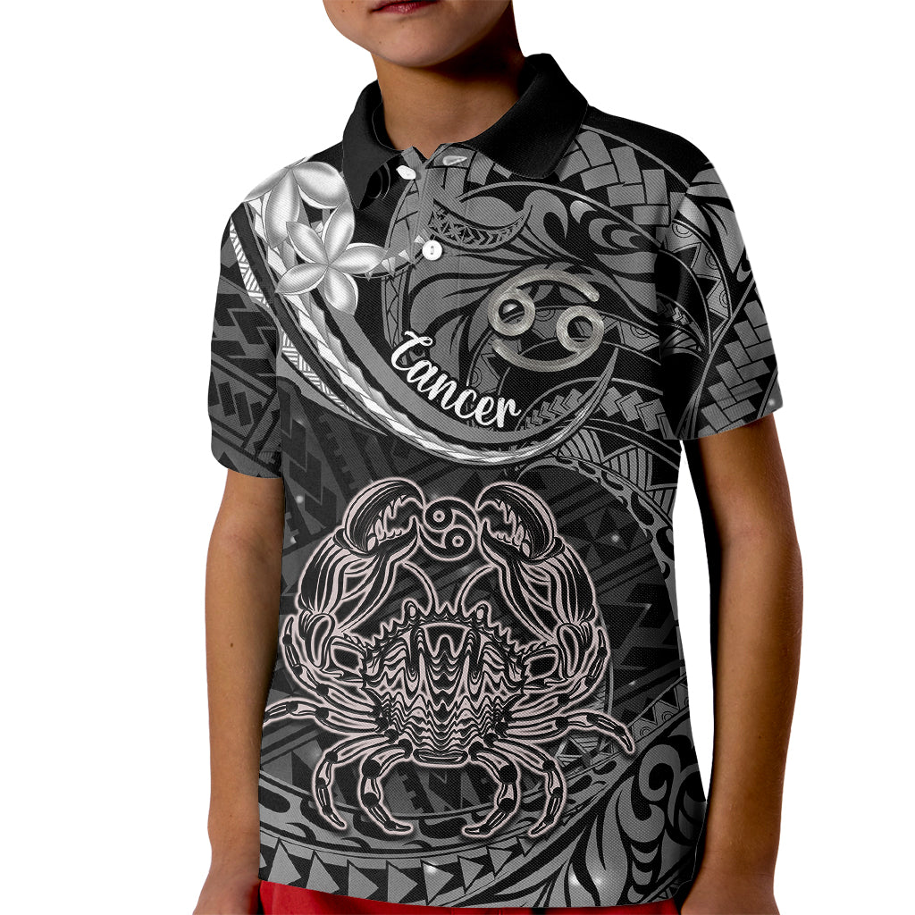 Polynesian Pride Cancer Zodiac Kid Polo Shirt Astrological Sign Tribal Plumeria Grey Galaxy - Wonder Print Shop