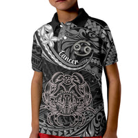 Polynesian Pride Cancer Zodiac Kid Polo Shirt Astrological Sign Tribal Plumeria Grey Galaxy - Wonder Print Shop