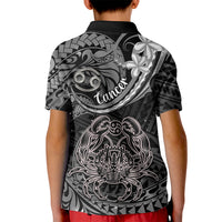Polynesian Pride Cancer Zodiac Kid Polo Shirt Astrological Sign Tribal Plumeria Grey Galaxy - Wonder Print Shop
