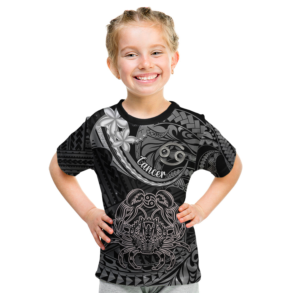 Polynesian Pride Cancer Zodiac Kid T Shirt Astrological Sign Tribal Plumeria Grey Galaxy - Wonder Print Shop