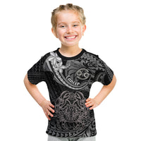 Polynesian Pride Cancer Zodiac Kid T Shirt Astrological Sign Tribal Plumeria Grey Galaxy - Wonder Print Shop