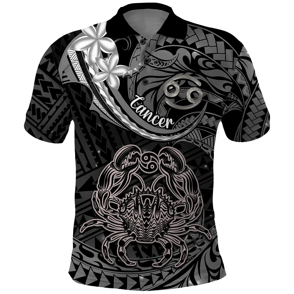 Polynesian Pride Cancer Zodiac Polo Shirt Astrological Sign Tribal Plumeria Grey Galaxy - Wonder Print Shop
