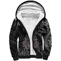 Polynesian Pride Cancer Zodiac Sherpa Hoodie Astrological Sign Tribal Plumeria Grey Galaxy - Wonder Print Shop
