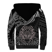 Polynesian Pride Cancer Zodiac Sherpa Hoodie Astrological Sign Tribal Plumeria Grey Galaxy - Wonder Print Shop