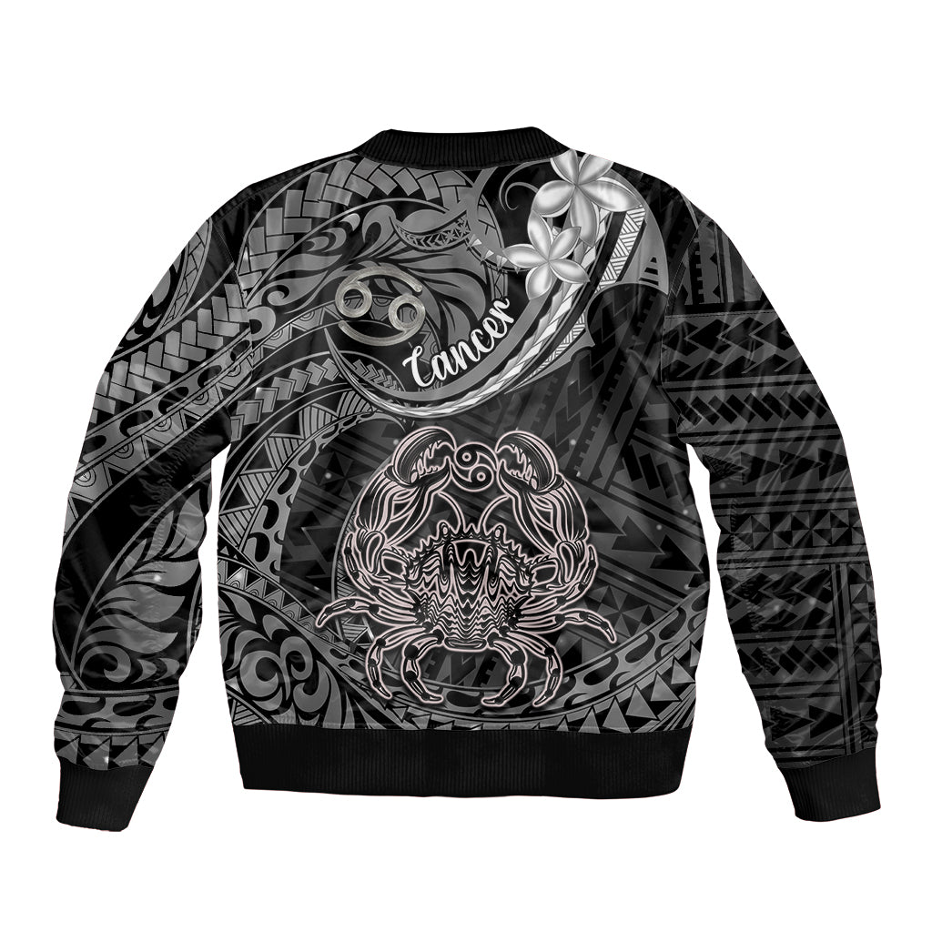 Polynesian Pride Cancer Zodiac Sleeve Zip Bomber Jacket Astrological Sign Tribal Plumeria Grey Galaxy - Wonder Print Shop