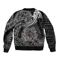 Polynesian Pride Cancer Zodiac Sleeve Zip Bomber Jacket Astrological Sign Tribal Plumeria Grey Galaxy - Wonder Print Shop