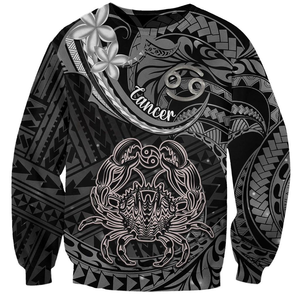 Polynesian Pride Cancer Zodiac Sweatshirt Astrological Sign Tribal Plumeria Grey Galaxy - Wonder Print Shop