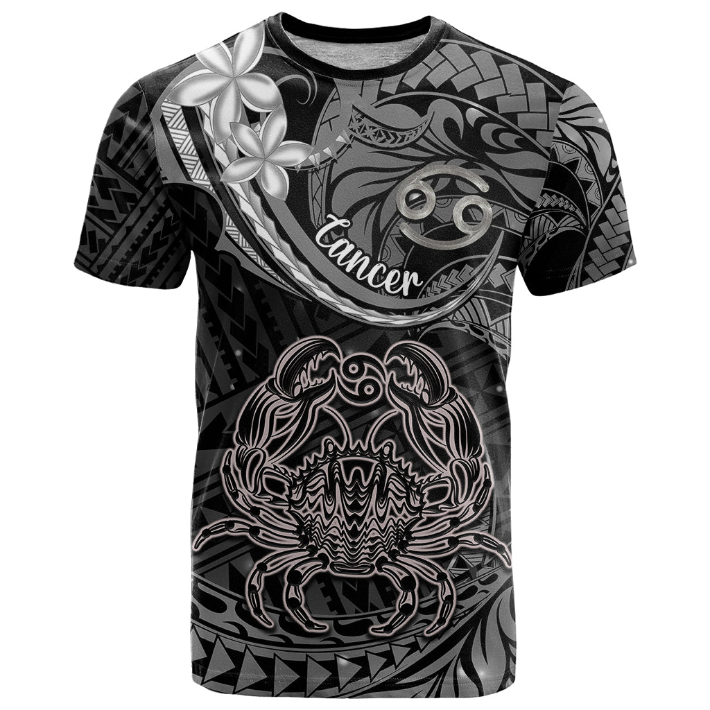 Polynesian Pride Cancer Zodiac T Shirt Astrological Sign Tribal Plumeria Grey Galaxy - Wonder Print Shop