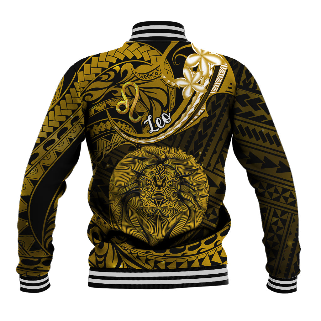Polynesian Pride Leo Zodiac Baseball Jacket Astrological Sign Tribal Plumeria Gold Galaxy - Wonder Print Shop